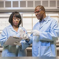 two people in lab