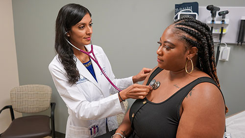 Dr. Silky Patel (left), implanted Farrah Stewart-Tarver (right)