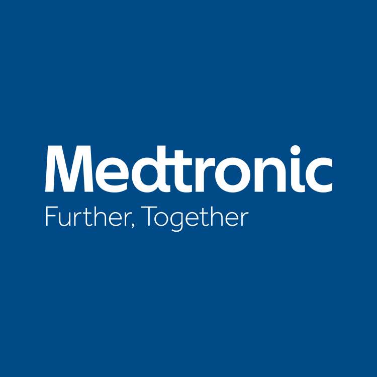 blue medtronic logo with white text